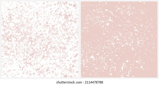 Conjunto de 2 diseños de vectores de estilo abstracto. Manchas y manchas en un fondo rosa y blanco liviano. Color del pastel Impresión de salpicaduras irregulares.