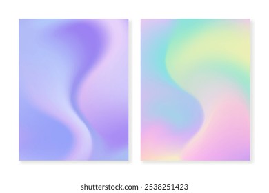Set of 2 abstract wavy gradient gradient backgrounds of pastel colors. For brochures, booklets, banners, posters, business cards, social media and other projects. Just add your text.