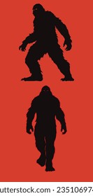 Set 2 Bigfoot Silhouette Illustration black solid color