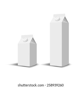 Set of 2 blank milk or juice carton boxes