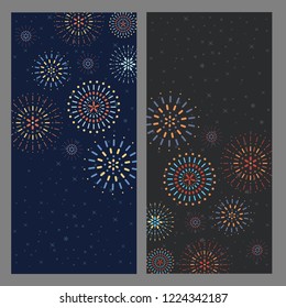 Set of 2 bookmark backgrounds with fireworks.