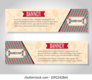 Set of 2 brochure for Barbershop, man hairdresser services, barber tools. Retro template for flyer, magazine, poster,cover, banner,greeting card,invitation. Vector illustration