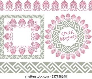 Set 2 of brushes to create the Greek Meander patterns and samples of their application for round and square frames. Brushes included in the file.