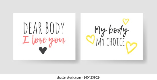 Set of 2 cards with Hand drawn illustration and text. Positive quote for today and doodle style element. Creative ink art work. Actual vector drawing