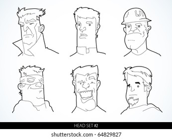Set #2 of cartoon doodle heads