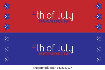 Set of 2 celebration banners. 4th of July. Vector illustration