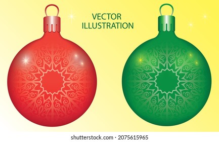 Ein Set von 2 Weihnachtsdekorationen für den Weihnachtsbaum. Vektorgrafik.