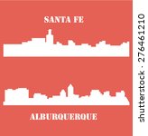 Set of 2 cities silhouette in New Mexico ( Santa Fe, Albuquerque )