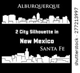 Set of 2 cities silhouette in New Mexico ( Santa Fe, Albuquerque )