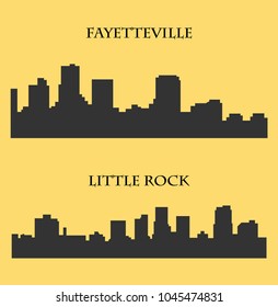 Set of 2 city silhouette in Arkansas ( Little Rock, Fayetteville )