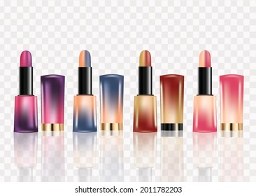 Set of 2 color lipstick .isolated on  background 3D Realistic Vector Illustration.