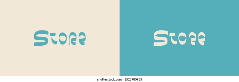 Set of 2 cool vector letterings Store. Isolated. For logo design, decorating of promo flyer, shop sign, card etc.