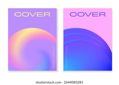Set of 2 cover modern templates with gradient colorful shapes. For brochures, booklets, banners, posters, business cards, social media and other projects. Just add your text.