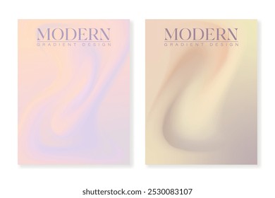 Set of 2 cover templates with soft pastel gradient backgrounds in a modern style. For brochures, booklets, banners, posters, business cards, social media and other projects.