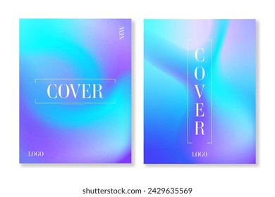 Set of 2 cover templates with wavy gradient backgrounds and a grainy texture. For brochures, booklets, posters, business cards, branding, and other projects in a modern style.