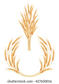 Set of 2 detailed Wheat ears, isolated on white background. Agriculture industry background. EPS 10 vector file included