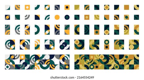 Set of 2 different abstract Bauhaus elements, modern geometric shapes in a minimalist style on a white background - Vector illustration