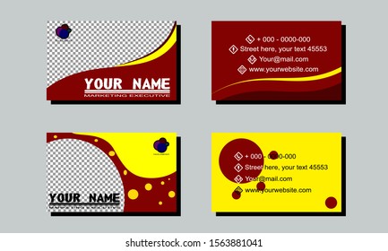 Set of 2 double-sided business template red and yellow round effect