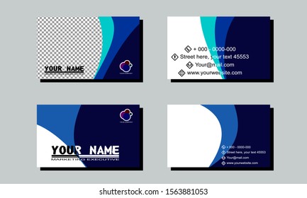 Set of 2 double-sided business template blue, cyan, and white background