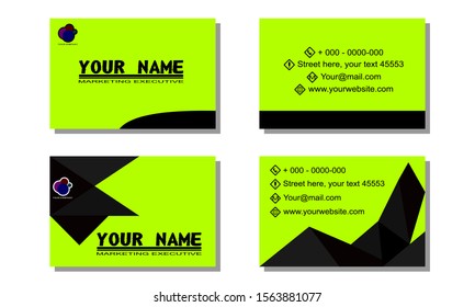 Set of 2 double-sided business template with black crystal element 