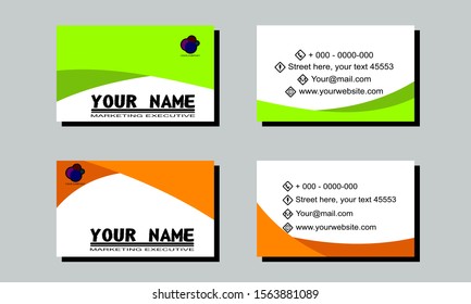 Set of 2 double-sided business template creative background orange and green color