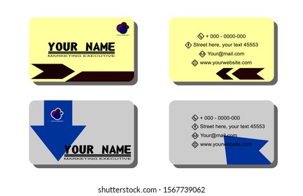 Set of 2 double-sided business template with abstract background with symbol effect