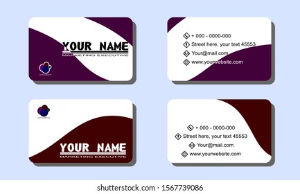 Set of 2 double-sided business template with abstract background purple and red color