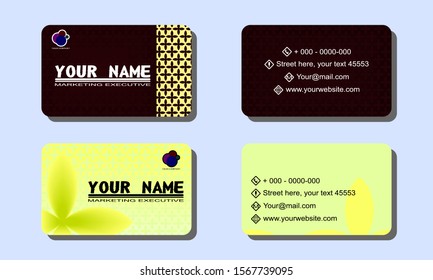 Set of 2 double-sided business template with abstract background ornament