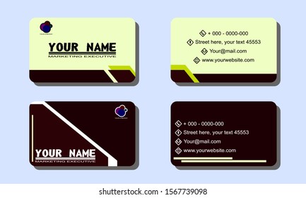 Set of 2 double-sided business template with abstract background. Flat design and modern