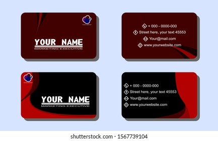 Set of 2 double-sided business template with abstract background red and black color