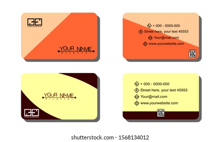 Set of 2 double-sided business template with abstract background graphic emblem