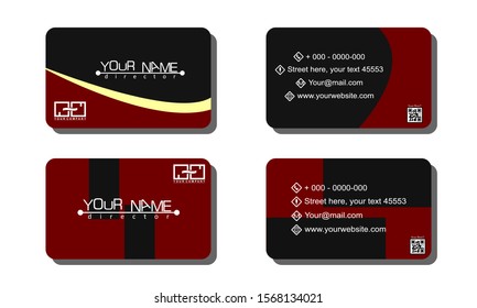 Set of 2 double-sided business template with abstract background red and black color
