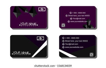 Set of 2 double-sided business template with abstract background and black crystal effect
