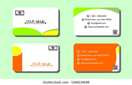 Set of 2 double-sided business template with abstract background. flat and modern design