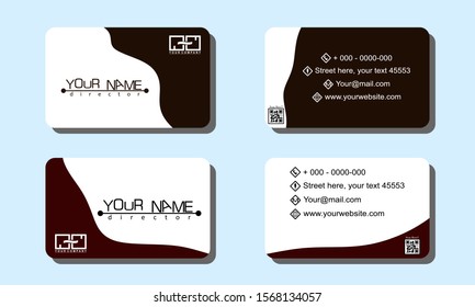 Set of 2 double-sided business template with abstract background white and chocolate color