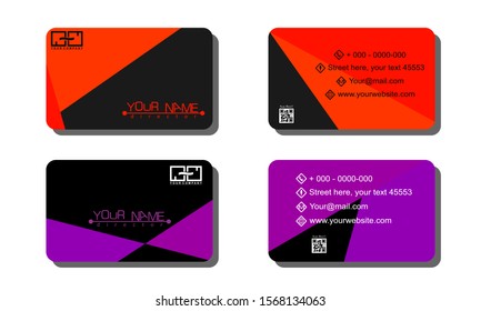 Set of 2 double-sided business template with abstract and colorful background
