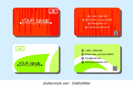 Set of 2 double-sided business template with abstract background creative design orange and green color