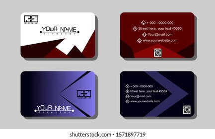Set of 2 double-sided business template with abstract background and personal element