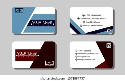 Set of 2 double-sided business template with abstract background and blue color