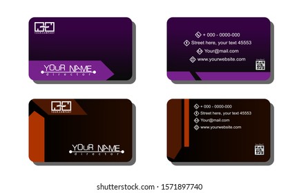 Set of 2 double-sided business template with abstract background and with gradation effect color
