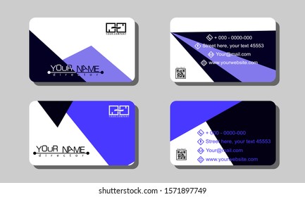 Set of 2 double-sided business template with abstract background and blue white color