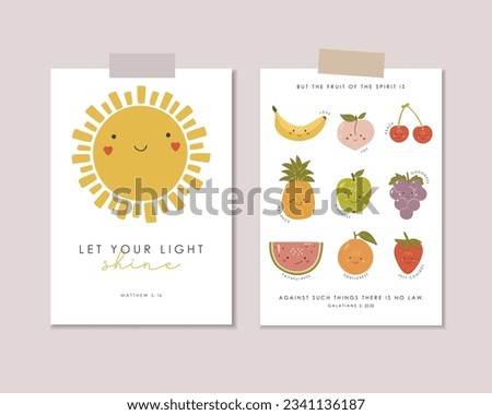 Set of 2 Educational Posters, Kids Wall Decor, Kindergarten Decor, Classroom Posters, Fruits of the spirit, Preschool Wall Prints, Kids Bible verse, Vector kids design