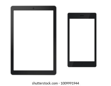 Set of 2 elegant Mobile Phone interface blank for design. Vector illustration EPS 10 black smartphone isolated on white background element for Application Cover & promotional message