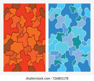 Set of 2 fashionable camouflage pattern. Vector illustration.Millatry print .Seamless vector wallpaper