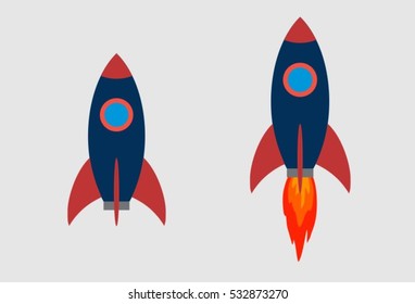 Set of 2 flat design business startup concept Space travel, rocket launch modern vector illustration concept, new business project start-up development and launch a new innovation on market