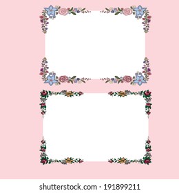 set of 2 floral frames, hand drawn.