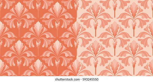 set of 2 floral seamless patterns with flower iris ornament