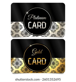set of 2 gold and platinum cards, luxury VIP cards