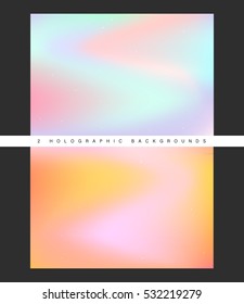 Set of 2 holographic backgrounds. Vector graphics.