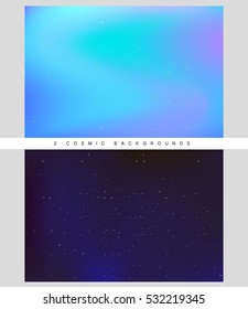 Set of 2 holographic and cosmic backgrounds. Vector graphics.